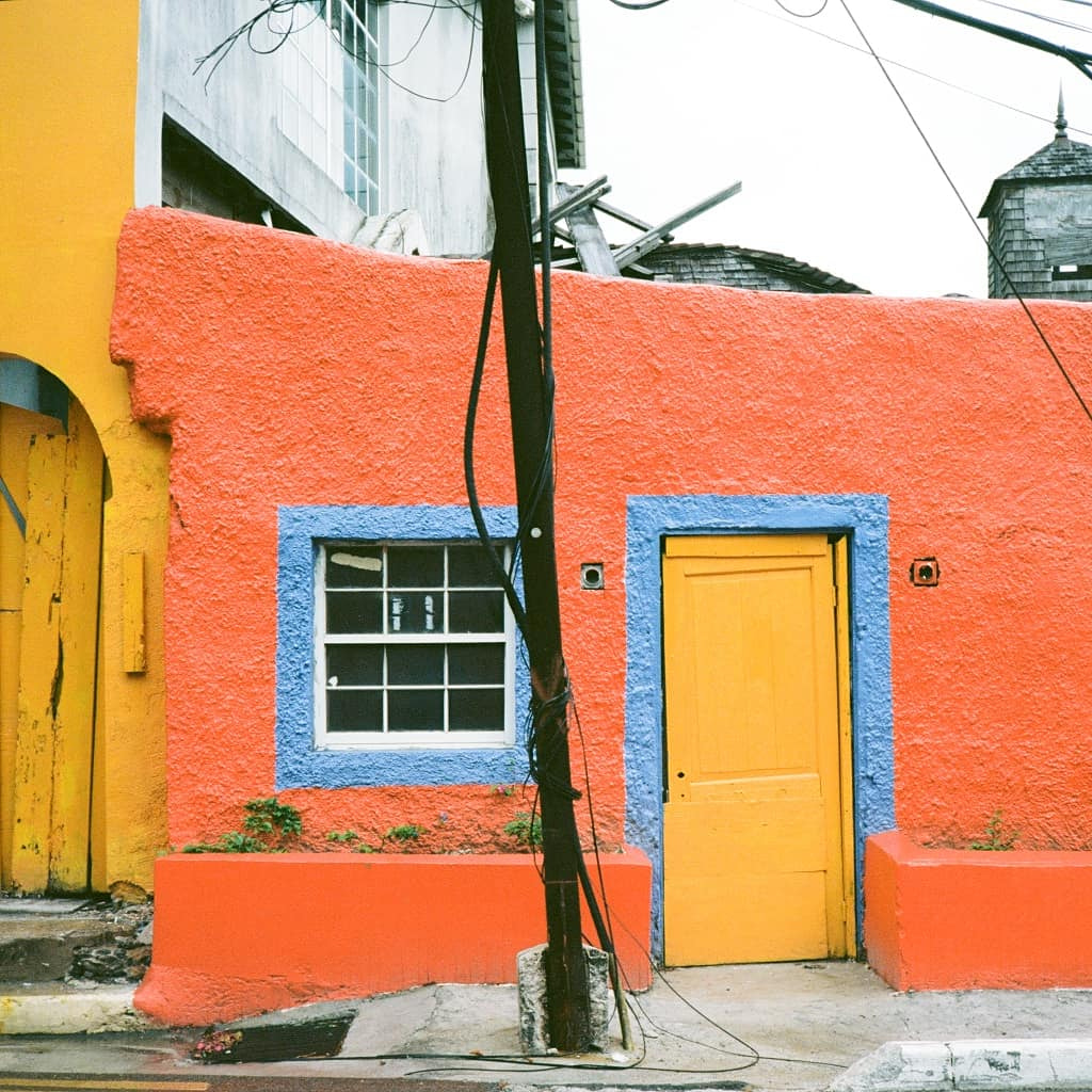 Colorful orange and yellow architecture in Nassau